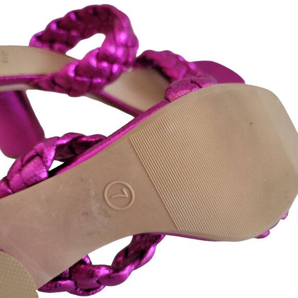 A New Day Women's Braided Basil Heel Mule Sandals Size 7 Metallic Pink block hee - Picture 4 of 9